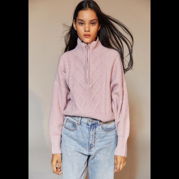 Urban Outfitters Sweaters - Urban Outfitters Lizzie Cable Knit Half Zip Sweater XL